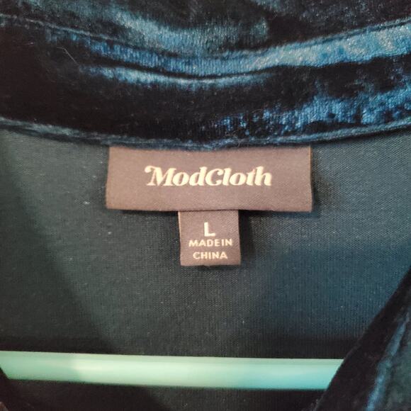 Modcloth Womens Velvet Button Front Blouse Size Large Blue Fairy Whimsigoth - Picture 3 of 3